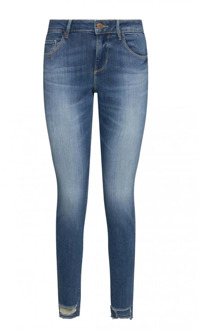 Guess Blauwe Skinny Jeans met Opgezet Logo Guess , Blue , Dames - W25,W24