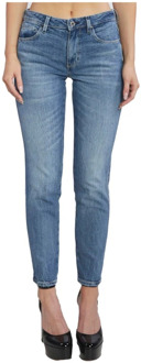 Guess Blauwe Skinny Jeans met Patched Logo en Rhinestone Design Guess , Blue , Dames - W24
