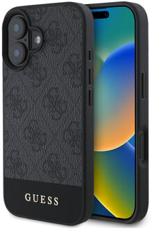 Guess Bottom Stripe 4G Backcover voor de Apple iPhone 16 - Grijs