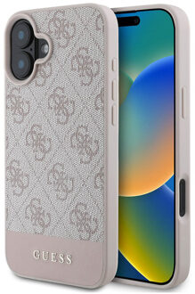 Guess Bottom Stripe 4G Backcover voor de Apple iPhone 16 - Roze