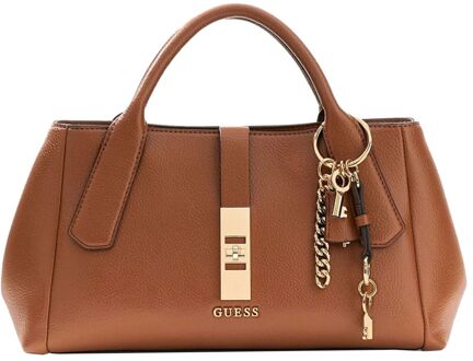 Guess Brooke High Society Satchel cognac handtas dames - H 19 x B 34 x D 11 cm