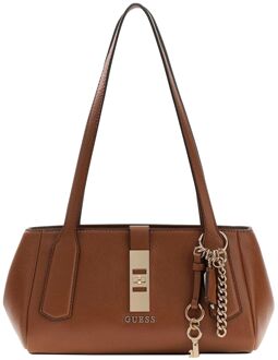 Guess Brooke Shoulder Satchel cognac schoudertas dames - H 15 x B 27 x D 12 cm