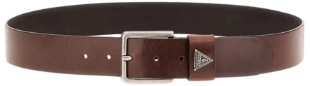 Guess Bruin Leren Riem met Zilveren Elementen Guess , Brown , Heren - Xl,L,M,S