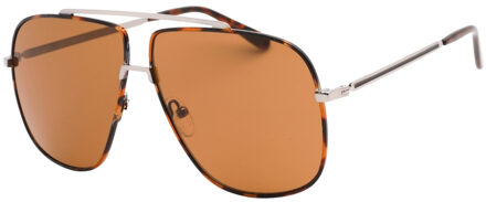 Guess bruine lens glanzende licht ruthenium zilveren zonnebril - One Size