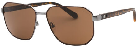 Guess Bruine Lens Matte Gunmetal Zonnebril Zilver