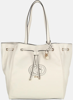 Guess Calebra drawstring handtas off white Wit