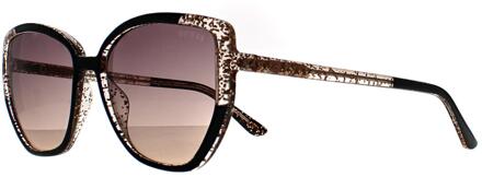 Guess Cat Eye Shiny Black Glitter Gold Violet Mirror Gradient GU7882 voor vrouwen Zwart