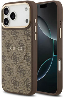 Guess Classic 4G Logo Backcover met MagSafe voor de Apple iPhone 17 Pro - Bruin