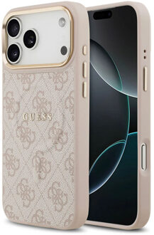 Guess Classic 4G Logo Backcover met MagSafe voor de Apple iPhone 17 Pro - Roze