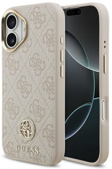 Guess Classic Strass Logo Leather Backcover met MagSafe voor de Apple iPhone 17 - Roze