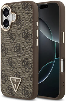 Guess Classic Triangle Logo Leather Backcover met MagSafe voor de Apple iPhone 17 - Bruin
