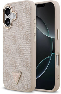 Guess Classic Triangle Logo Leather Backcover met MagSafe voor de Apple iPhone 17 - Roze