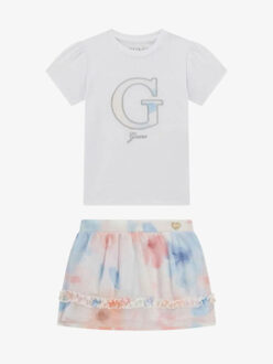 Guess Co-ords meisje set t-shirt+chiffon skirt Wit - 122