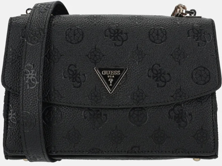Guess Cresidia II flap crossbody tas black logo Zwart