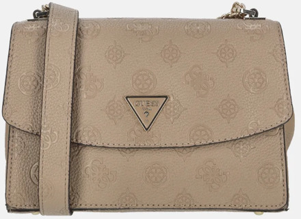 Guess Cresidia II flap crossbody tas dark taupe logo