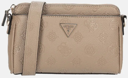 Guess Cresidia II mini crossbody top zipper Dark Taupe logo