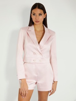 Guess Cropped Blazer Double-Breasted Sluiting licht roze - M
