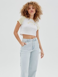 Guess Cropped T-Shirt Logo Voorkant Multicolor