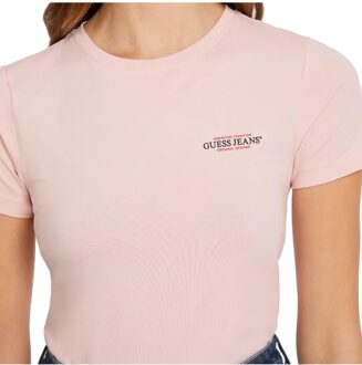 Guess dames slim fit T-shirt met print - maat S Rosé
