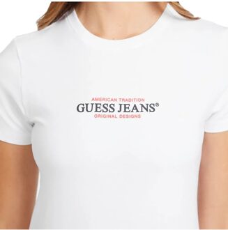 Guess dames T-shirt in Amerikaanse stijl - maat XS Wit