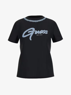 Guess Dames t-shirt jeans chain zwart - S