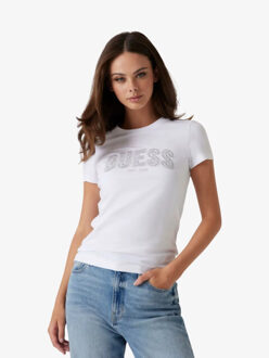 Guess Dames t-shirt logo lace Wit - XS