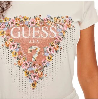 Guess dames T-shirt met bloemenprint - maat M Wit