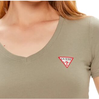 Guess dames T-shirt met driehoekig G-logo Donkergroen - S