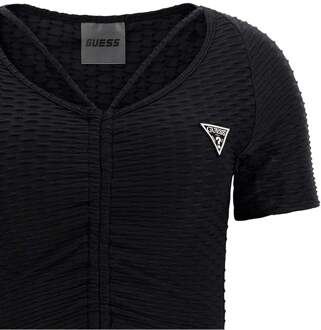 Guess dames T-shirt met origineel logo en Dreieck-print Zwart - S