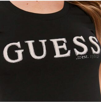 Guess dames T-shirt met strasssteentjes - maat S Zwart