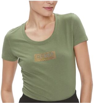 Guess dames T-shirt met studs en opdruk Donkergroen