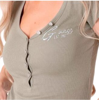 Guess dames T-shirt, opgericht in 1989. Donkergroen - M