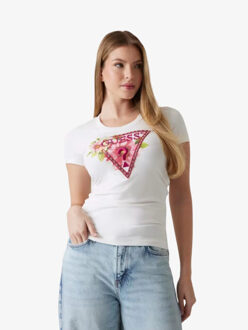 Guess Dames t-shirt triangle beads - maat XS Ecru