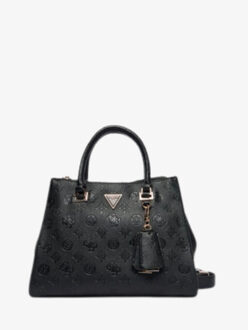 Guess Dames tas cresidia satchel zwart logo - One size