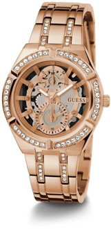 Guess Damesarmbandhorloge Allara Multifunction skeleton Roségoud Gw0604L3 Guess , Brown , Dames - ONE Size