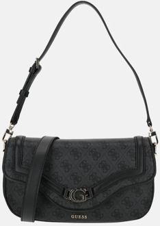 Guess Dea flap schoudertas coal logo Zwart multi