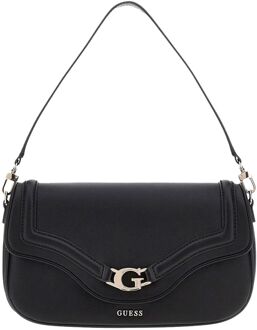 Guess Dea Flap Shoulder Bag black schoudertas dames Zwart - H 15 x B 29 x D 6 cm
