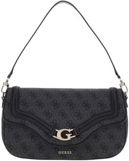 Guess Dea Flap Shoulder Bag coal logo schoudertas dames Zwart - H 15 x B 29 x D 6 cm