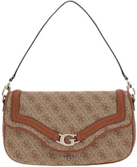 Guess Dea Flap Shoulder Bag latte logo schoudertas dames Bruin - H 15 x B 29 x D 6 cm