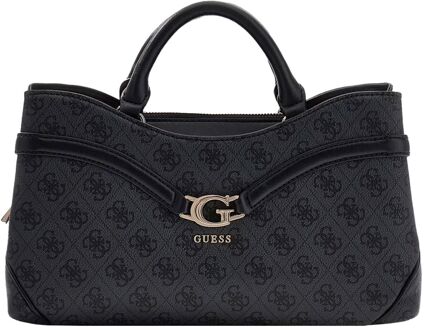 Guess Dea Girlfriend Satchel coal logo handtas dames Zwart - H 18 x B 34 x D 11 cm