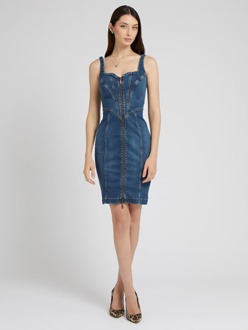 Guess Denimjurk Met Ritssluiting In De Voorkant Blauw - XS