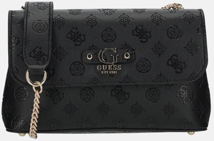 Guess Dita convertible flap crossbody tas Black Logo Zwart