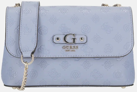 Guess Dita convertible flap crossbody tas Grey Blue Logo Lichtblauw