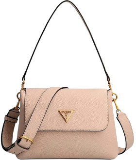 Guess Downtown Chic Flap Shoulder Bag mushroom Damestas Beige - H 21 x B 27 x D 8