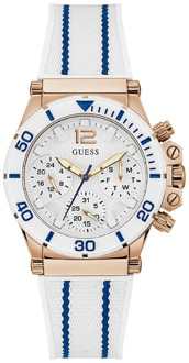 Guess Eco-Friendly Co-Pilot Horloge Wit/Rosegoud Guess , White , Dames - ONE Size