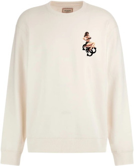 Guess Eco Roy Pinup Sweater Heren Wit Guess , White , Heren - L,S