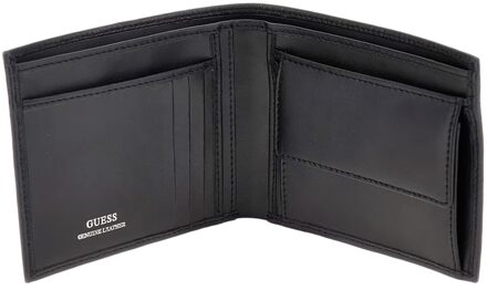 Guess Elegante zwarte leren portemonnee met twee vakken Guess , Black , Heren - ONE Size