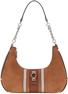 Guess Erenia Top Zip Shoulder Bag cognac multi schoudertas dames - H 21 x B 23 x D 6 cm