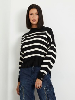 Guess Gestreepte Sweater Zwart multi - XS