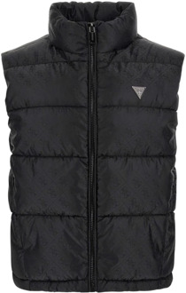 Guess Gewatteerd Gilet Met 4G-Logo Zwart - S